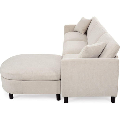 107.87'Sectional Sofa Couch With 1 Ottoman,Seat Cushion and Back Cushion Removable