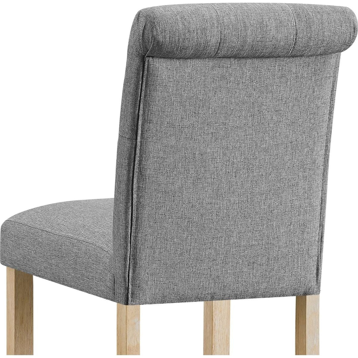 Siena Counter Height Button Tufted Back Solid Wood Stools, Set of 2, Gray