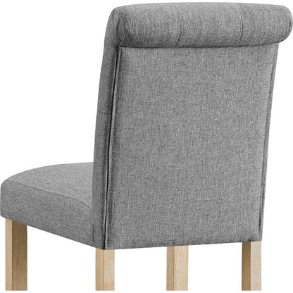 Siena Counter Height Button Tufted Back Solid Wood Stools, Set of 2, Gray