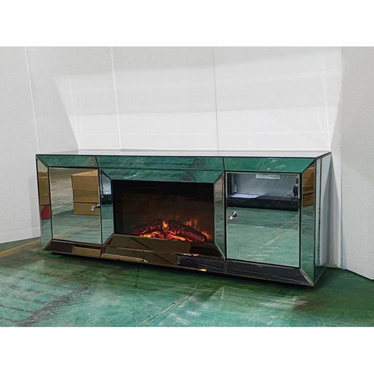 W 57" X D 13.8 " X H 19.7" Flash silver combination TV fireplace cabinet