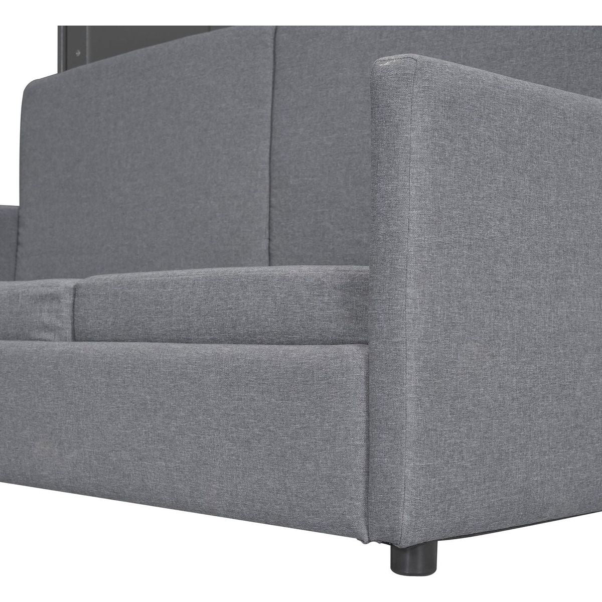 Queen Size Murphy Bed Wall Bed with Cushion,Gray