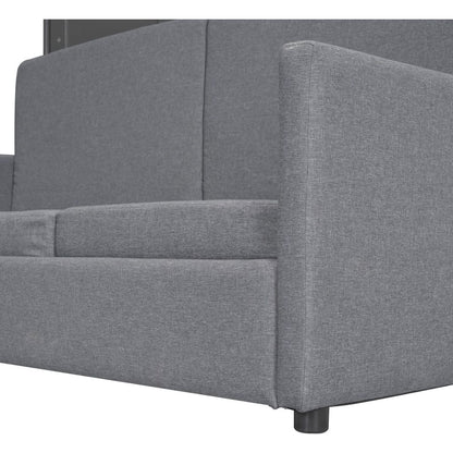 Queen Size Murphy Bed Wall Bed with Cushion,Gray