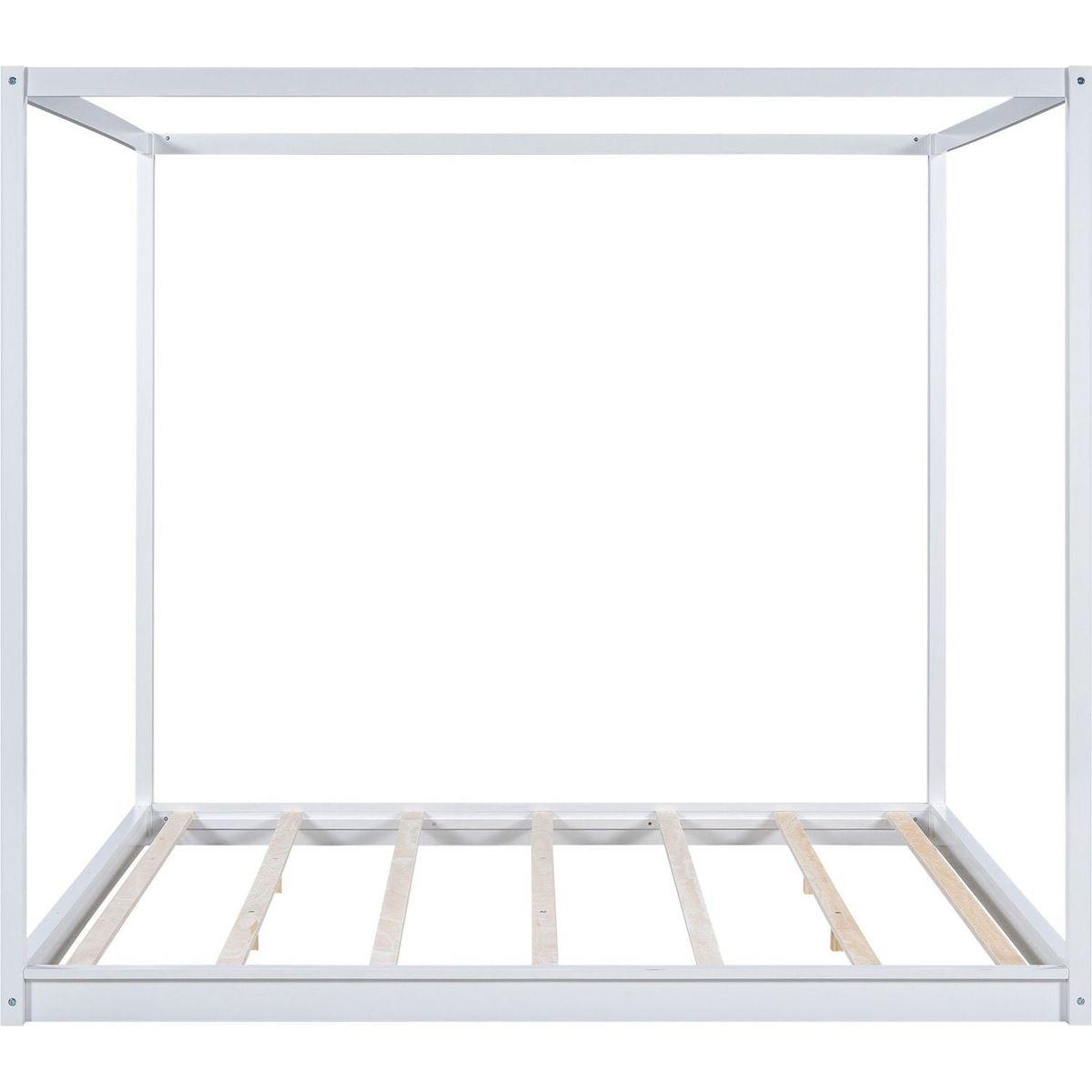 King Size Canopy Platform Bed with Support Legs,White