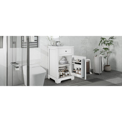 20" Bathroom Vanity with Sink, Bathroom Cabinet with Soft Closing Door, Storage Rack and Adjustable Shelve, White