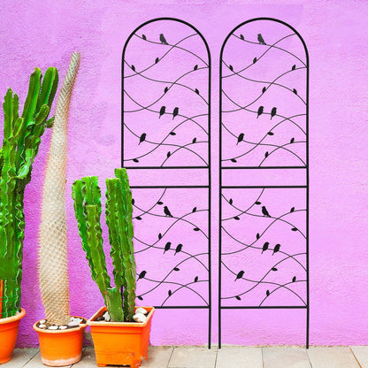 2 Pack Metal Garden Trellis 71' x 19.7' Rustproof Trellis for Climbing Plants Outdoor Flower Support Bird Deco Black