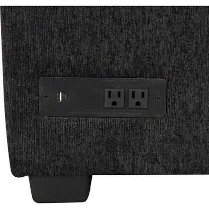108.6" U-shaped Sectional Sofa Pull out Sofa Bed with Two USB Ports, Two Power Sockets, Three Back Pillows and a Storage Chaise for Living Room, Black