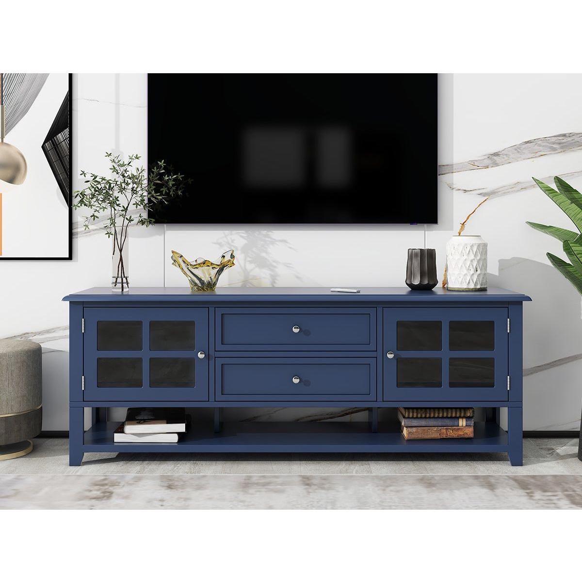 TV Stand for TVs up to 60", Entertainment Center with Multifunctional Storage Space, TV Cabinet with Modern Design, Media Console for Living Room, Bedroom - Streamdale Furniture