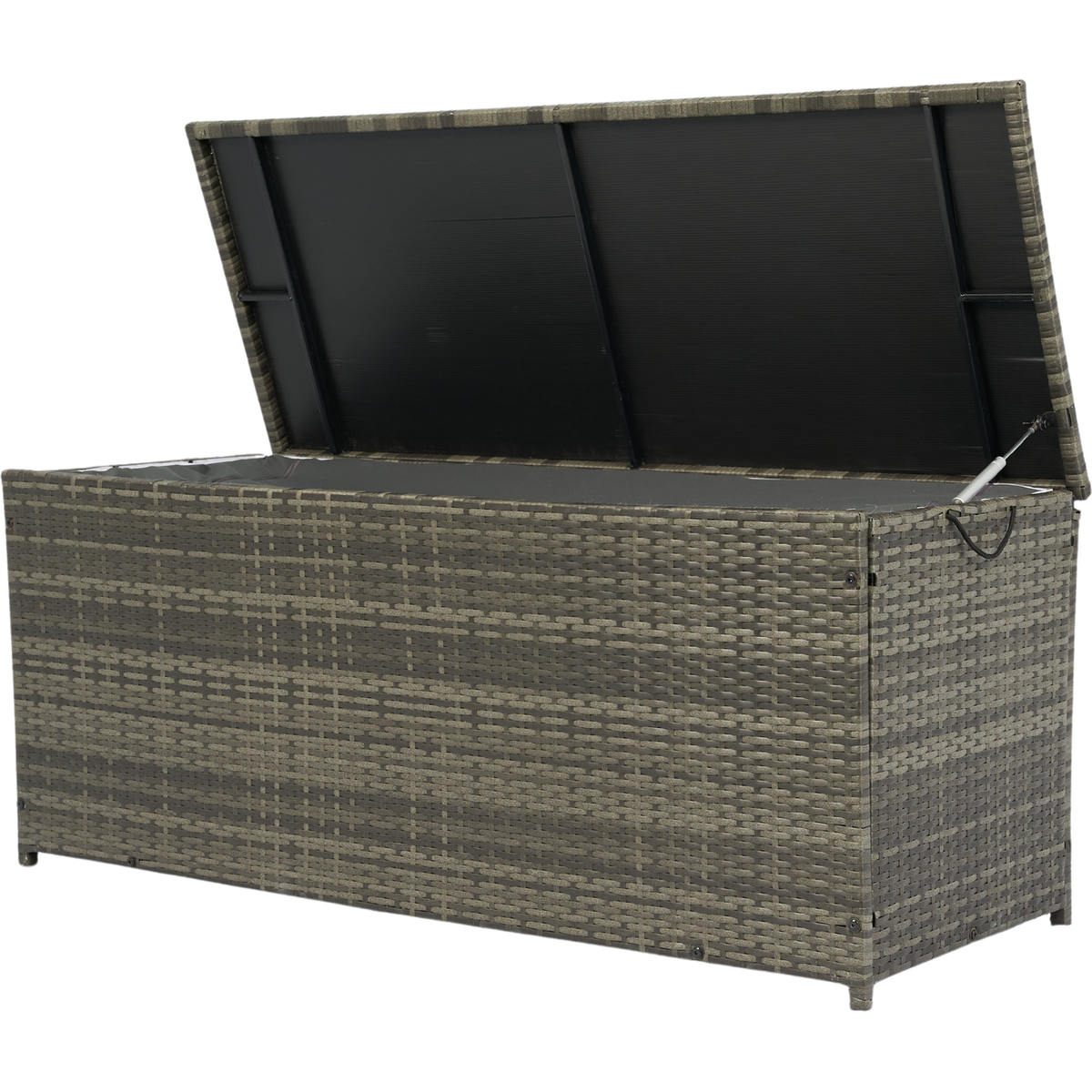 Outdoor Storage Box, 113 Gallon Wicker Patio Deck Boxes with Lid, Outdoor Cushion Storage for Kids Toys, Pillows, Towel Grey Wicker