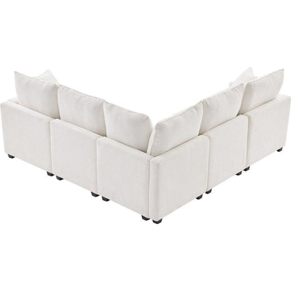 84x84" Modern L Shape Modular Sofa, 5 Seat Chenille Sectional Couch Set with 2 Pillows Included, Freely Combinable Indoor Funiture for Living Room, Apartment, Office, 2 Colors