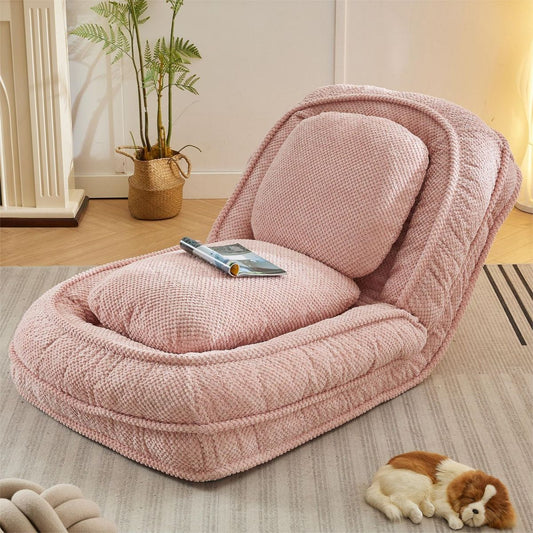 Human Dog Bed, Lazy Sofa Couch, 5 Adjustable Position,sit,sleep,fold,suit to put in bedroom, living room, Space Saving Design, Pink