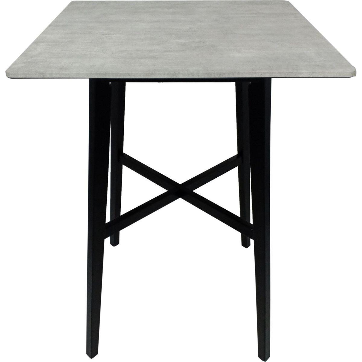 Modern Bar Height 42" Dining Table, Rubberwood Legs and Laminate Table Top, Gray Finish, Black