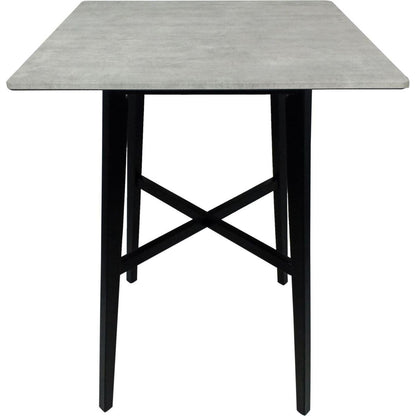 Modern Bar Height 42" Dining Table, Rubberwood Legs and Laminate Table Top, Gray Finish, Black