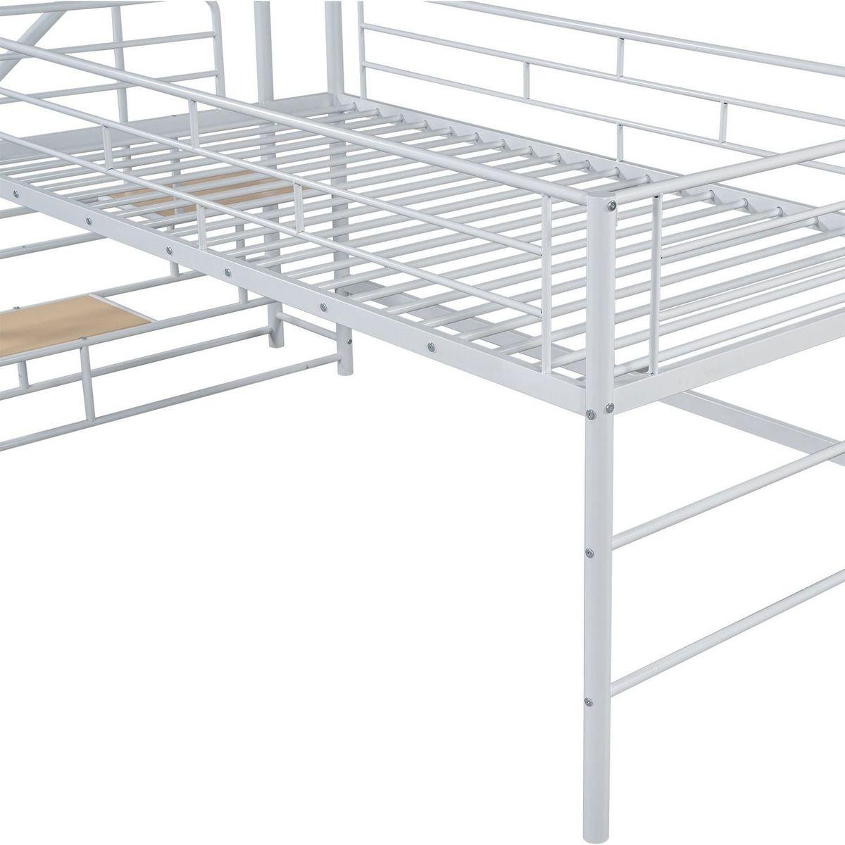 Mid Loft Bed with Storage stairs, Twin, White