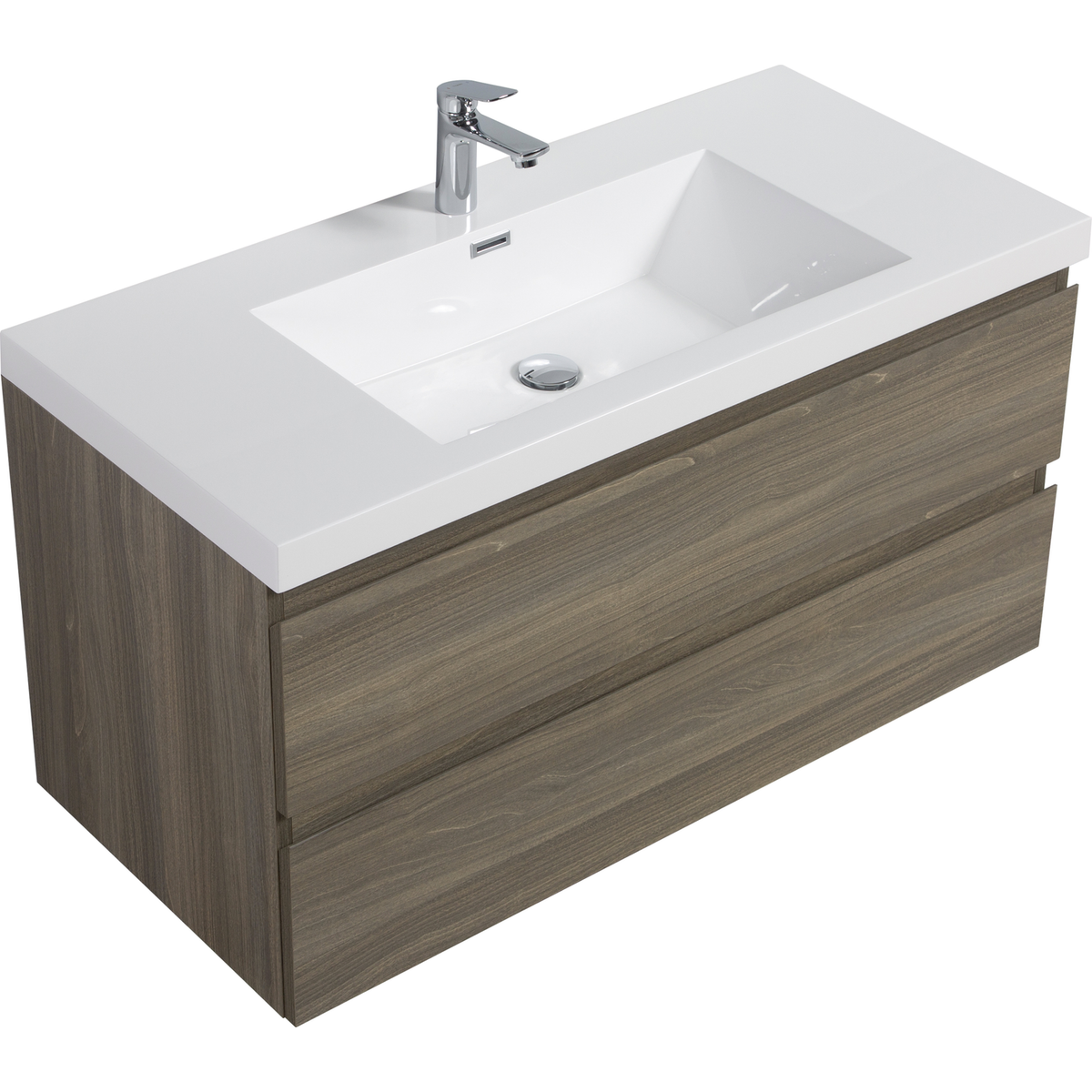 42" Floating Bathroom Vanity with Sink, Modern Wall-Mounted Bathroom Storage Vanity Cabinet with Resin Top Basin and Soft Close Drawers, Ash Grey