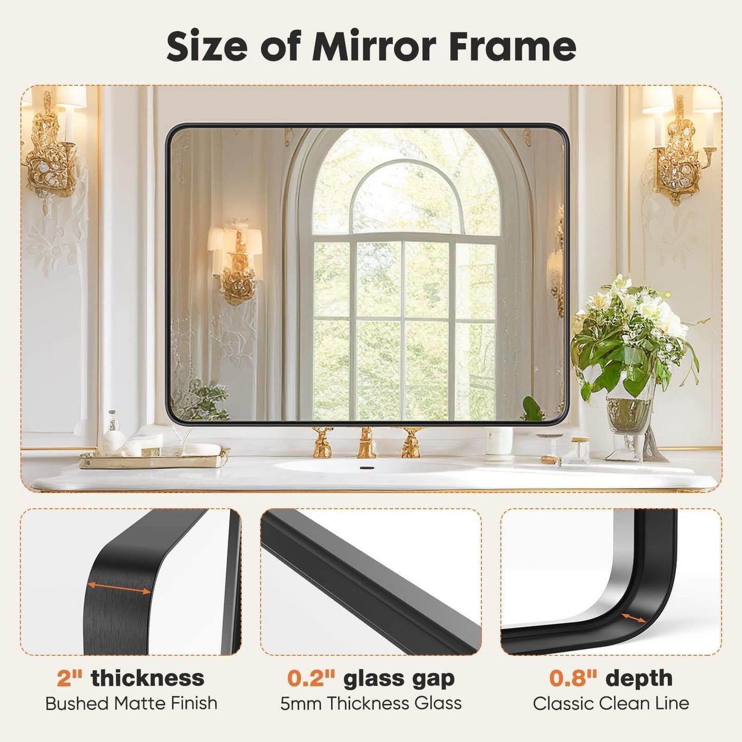 Bathroom Mirror Vanity Mirror for Wall,Aluminum Alloy Framed Wall Mirror Farmhouse,40"x30"