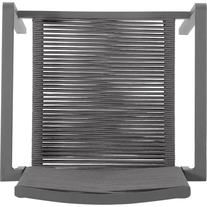 Outdoor Modern Aluminum Dining Chair with Rope Seat (Set of 2), Gray and Dark Gray - Streamdale Furniture