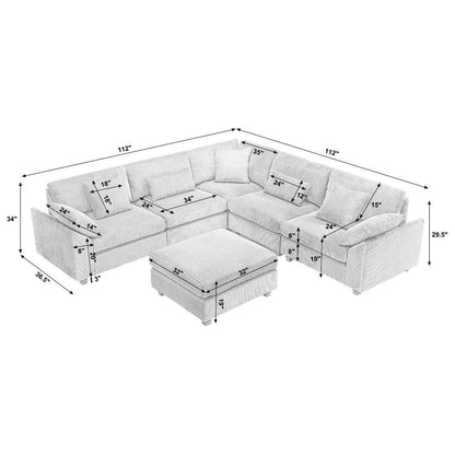 {NEW ARRIVAL} Oversized Modular Sectional Sofa Couches Set,Corduroy Upholstered Deep Seat Comfy Sofa for Living Room,Dark Gray