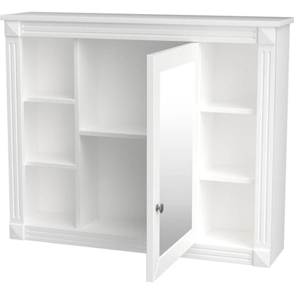 35" x 28" Wall Mounted Bathroom Storage Cabinet, Medicine Cabinet, Modern Bathroom Wall Cabinet with Mirror, Mirror Cabinet with 6 Open Shelves (Not Include Bathroom Vanity)