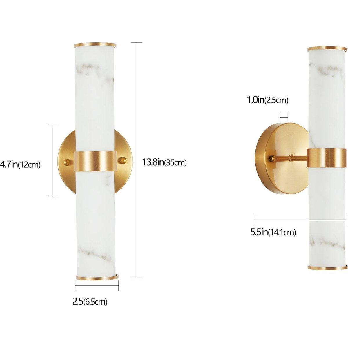 Golden and Elegant Resin Wall Sconce,Set of 2,Modern Vertical Light Fixture for Bathrooms, Hallways, and Bedrooms (Only Inoor)