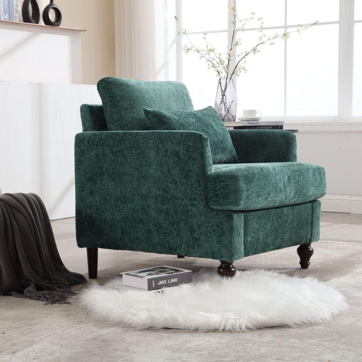 Wood Frame Armchair, Modern Accent Chair Lounge Chair for Living Room