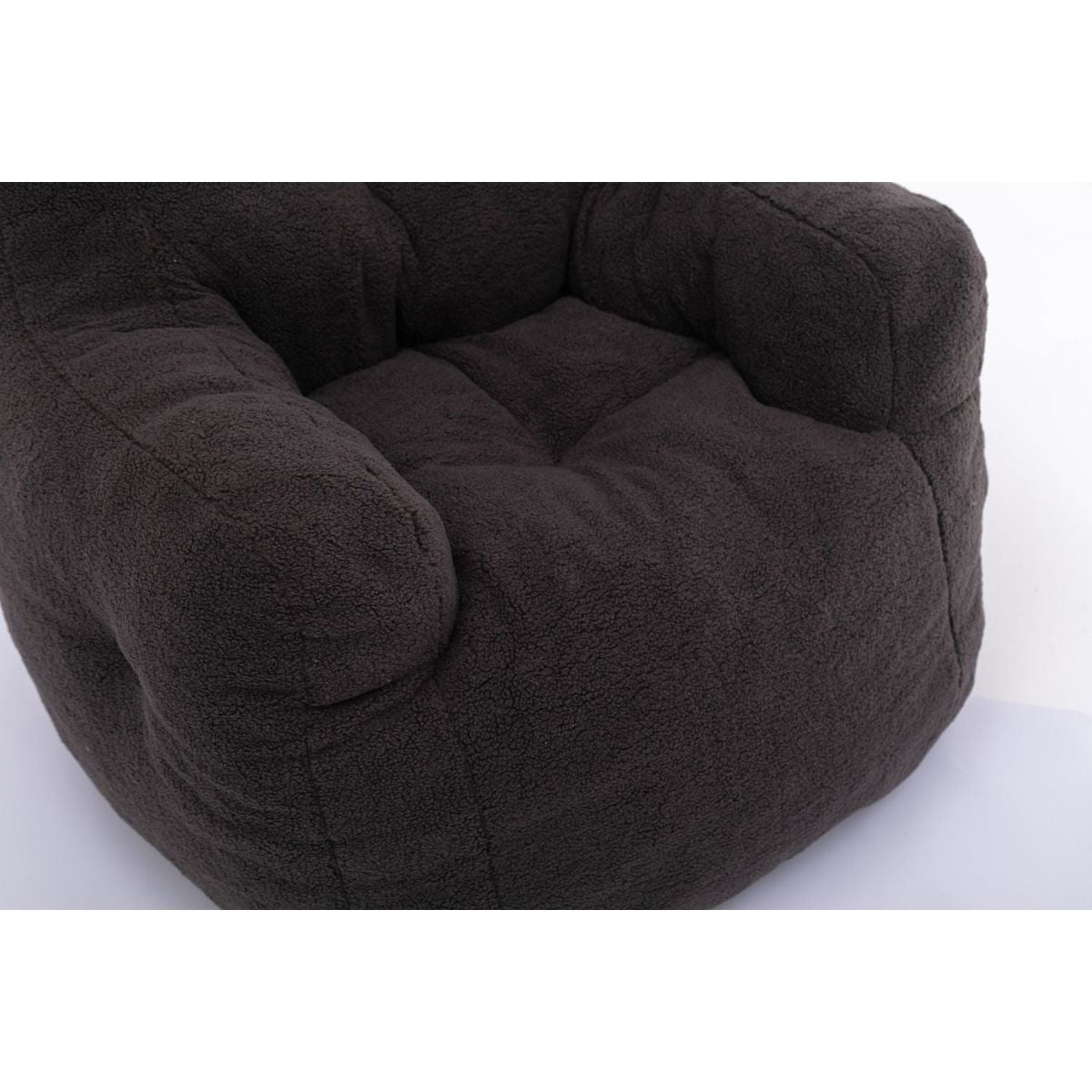 Soft Teddy Fabric Tufted Foam Bean Bag Chair With Teddy Fabric Dark Gray