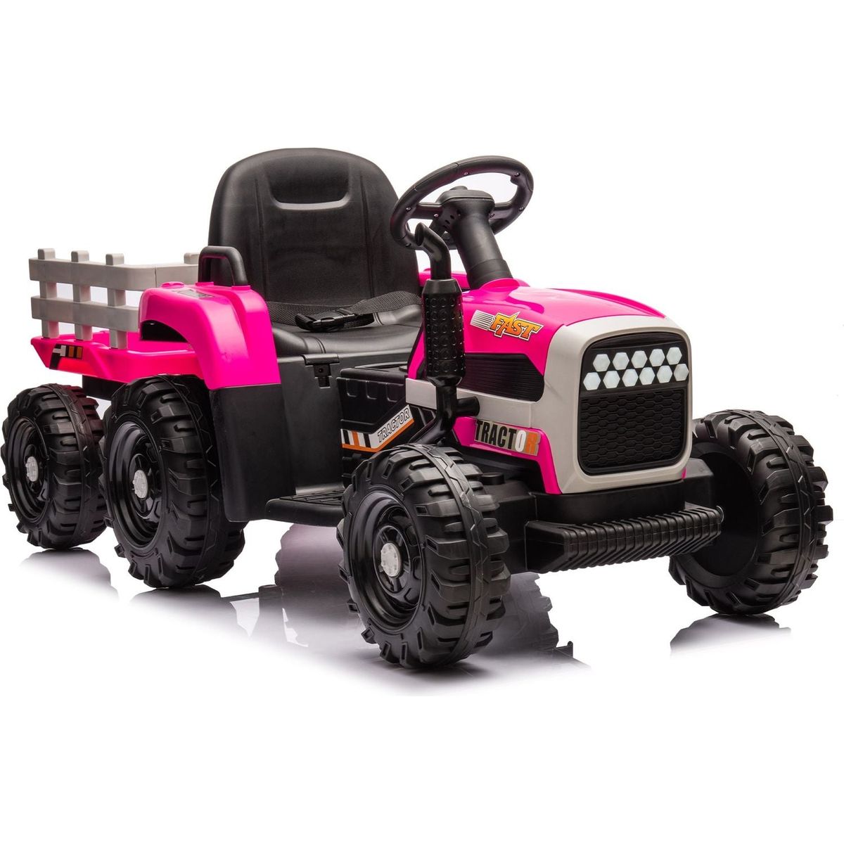 Ride on Tractor with Trailer,24V Battery Powered Electric Tractor Toy, 200w*2motor 1.86-4.97MPH/Remote Control,electric car for kids,Three speed adjustable,USB,MP3 ,Bluetooth,LED light, safety belt.