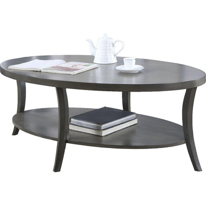 Perth Contemporary Oval Shelf Coffee Table, Gray