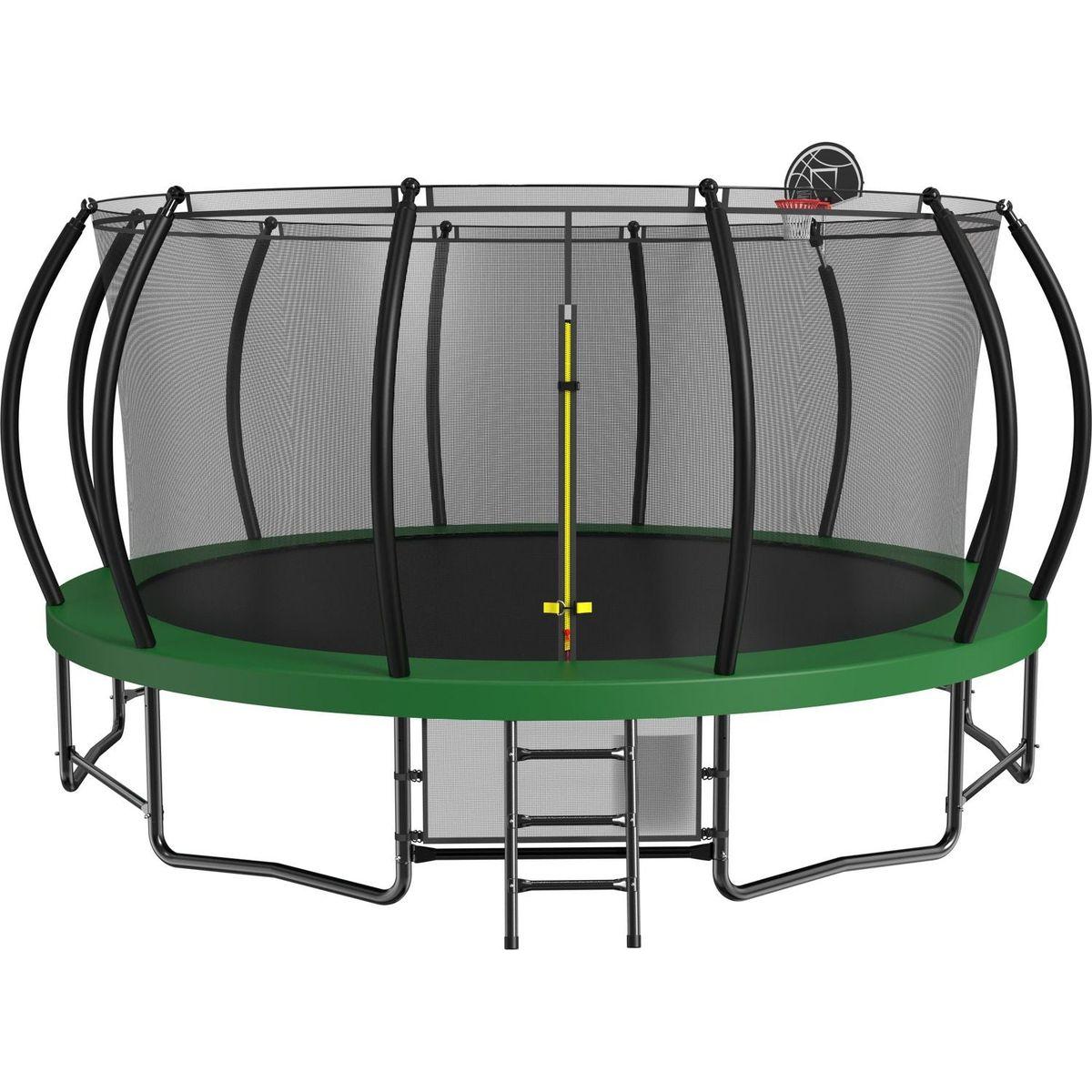 15FT Trampoline with Basketball Hoop - Recreational Trampolines with Ladder ,Shoe Bag and Galvanized Anti-Rust Coating