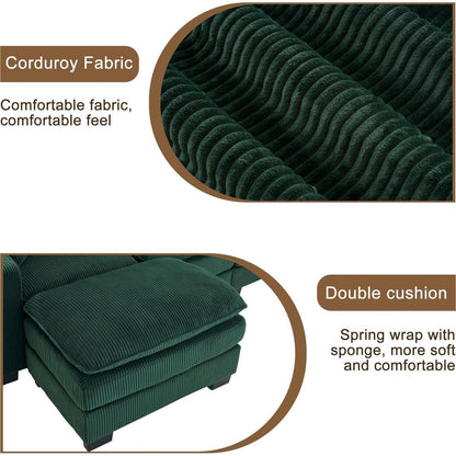 Modern U Shaped 6-seat Sectional Sofa Couch with one Ottoman and three toss pillows, Modular Sofa for Living Room,Corduroy sofa