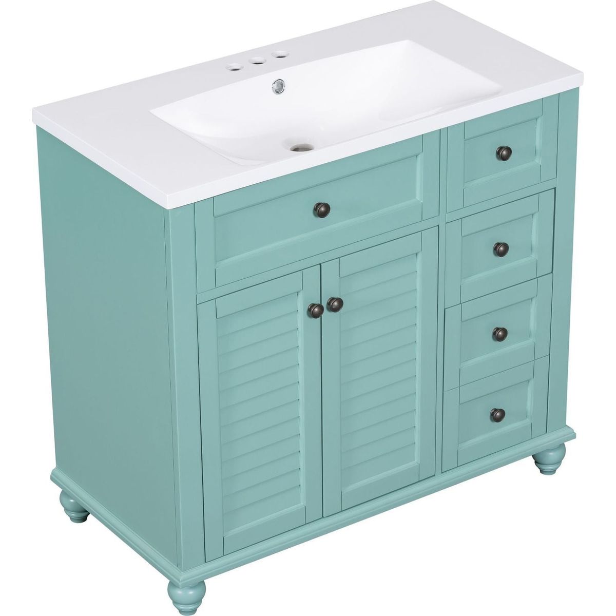 36" Bathroom Vanity with Undermount Sink,Free Standing Vanity Set with 2 Drawers& Soft Closing Doors,Solid Wood Frame Bathroom Storage Cabinet