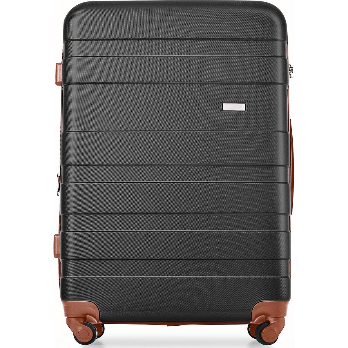 Luggage Sets New Model Expandable ABS Hardshell 3pcs Clearance Luggage Hardside Lightweight Durable Suitcase sets Spinner Wheels Suitcase with TSA Lock 20"24"28"(black and brown)