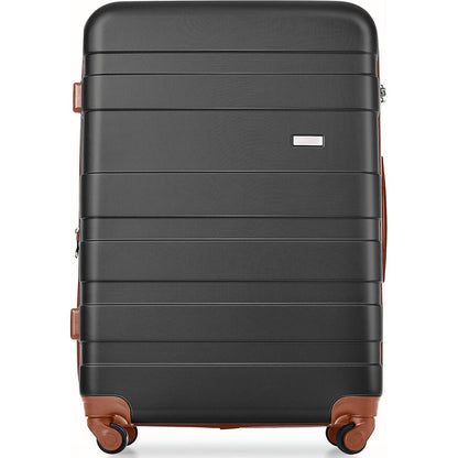 Luggage Sets New Model Expandable ABS Hardshell 3pcs Clearance Luggage Hardside Lightweight Durable Suitcase sets Spinner Wheels Suitcase with TSA Lock 20"24"28"(black and brown)