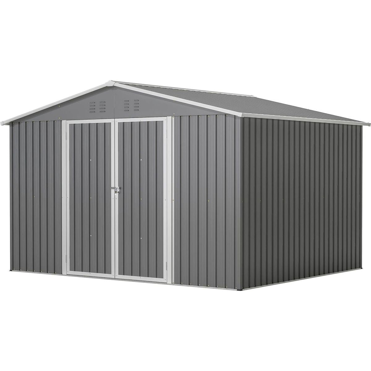 10X8 FT Outdoor Storage Shed, All Weather Metal Sheds withLockable Doors, Tool Shed for Garden, Patio, Backyard, Lawn, Grey