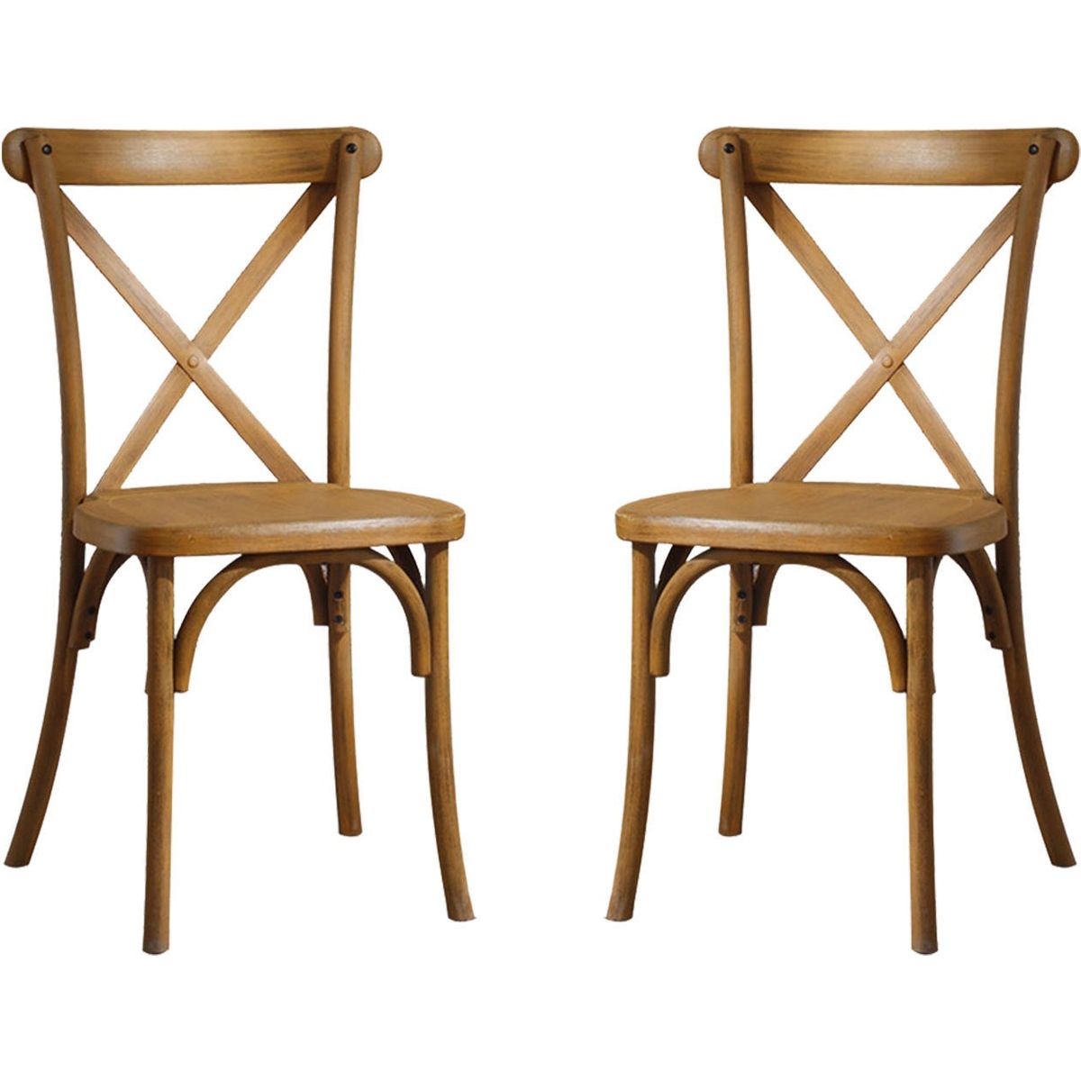 2-Pack Resin X-Back Chair Dining Chair Furniture 2-Pack, Retro Natural Mid Century Chair Modern Farmhouse Cross Back Chair, Natural