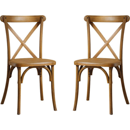 2-Pack Resin X-Back Chair Dining Chair Furniture 2-Pack, Retro Natural Mid Century Chair Modern Farmhouse Cross Back Chair, Natural