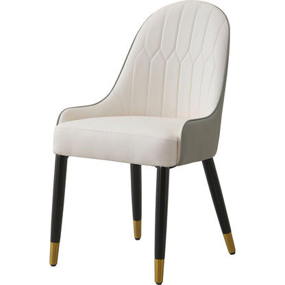 Modern Dining Chairs Set of 2 pcs Faux leather Dining Chair with Metal legs for Living Room/Dining Room/Reception Room(White+Gray)