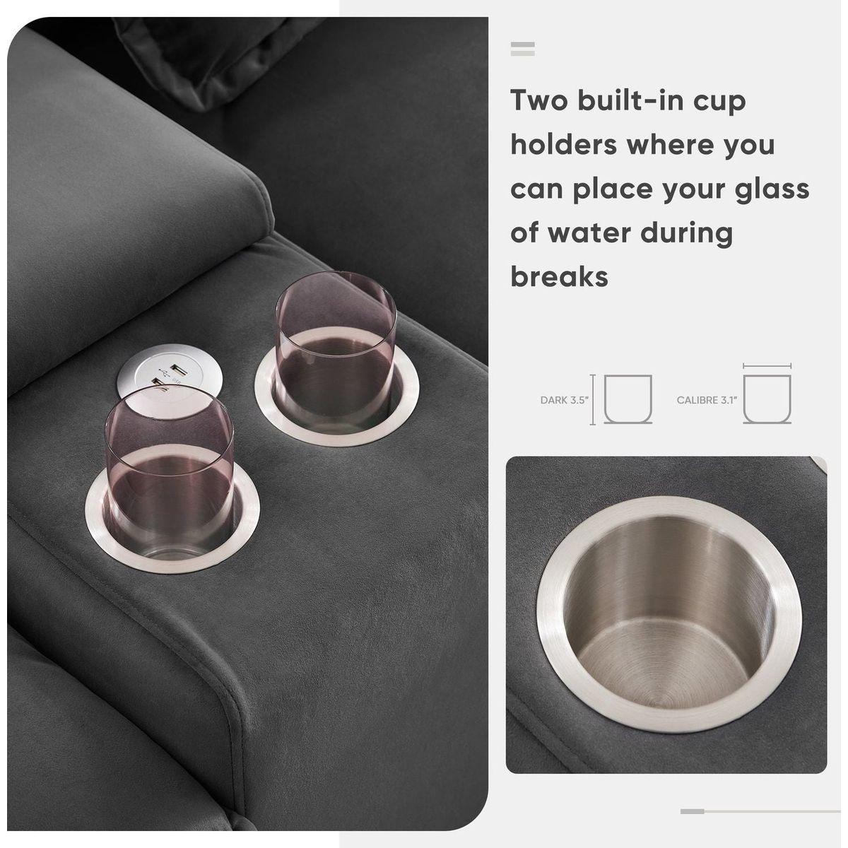 123x55" Modern U-shaped Sofa with Console,Cupholders and USB Ports,6-seat Upholstered Symmetrical Indoor Furniture,Sleeper Couch Set with Chaise for Living Room,Apartment,2 Colors