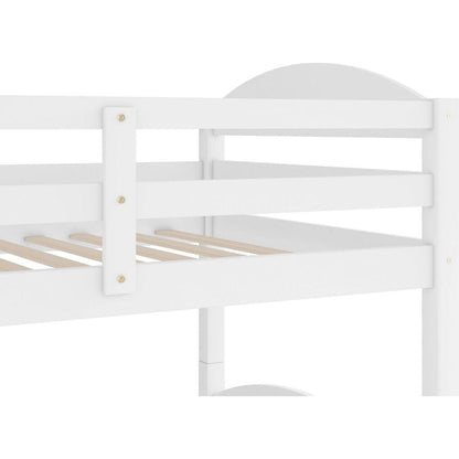 Twin L-Shaped Bunk bed with Trundle-White{O
