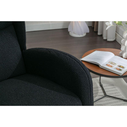 Teddy Fabric Rocking Chair With Packet Wood Legs,Black