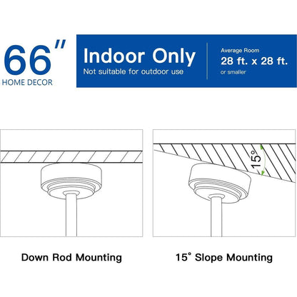 66" Vintage Ceiling Fan Lighting with Brown Blades in Integrated LED
