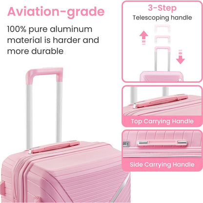 Luggage Sets 4 Piece(14/20/24/28), Expandable Lightweight Suitcase with 4 Double 360 Degrees Mute Spinner Wheels PP Materials Durable TSA Lock Travel Luggage