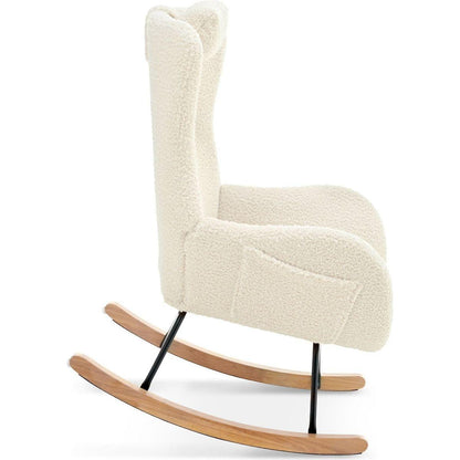 Rocking Chair - with rubber leg and cashmere fabric, suitable for living room and bedroom