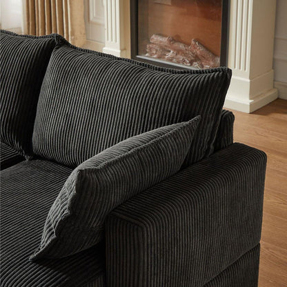 113.5" Modular Sectiona Corduroy Sofa, Sectional Couches for Living Room U Shaped Sectional Couch with Storage Ottoman, 6 Seats Convertible Sectionals with Chaise