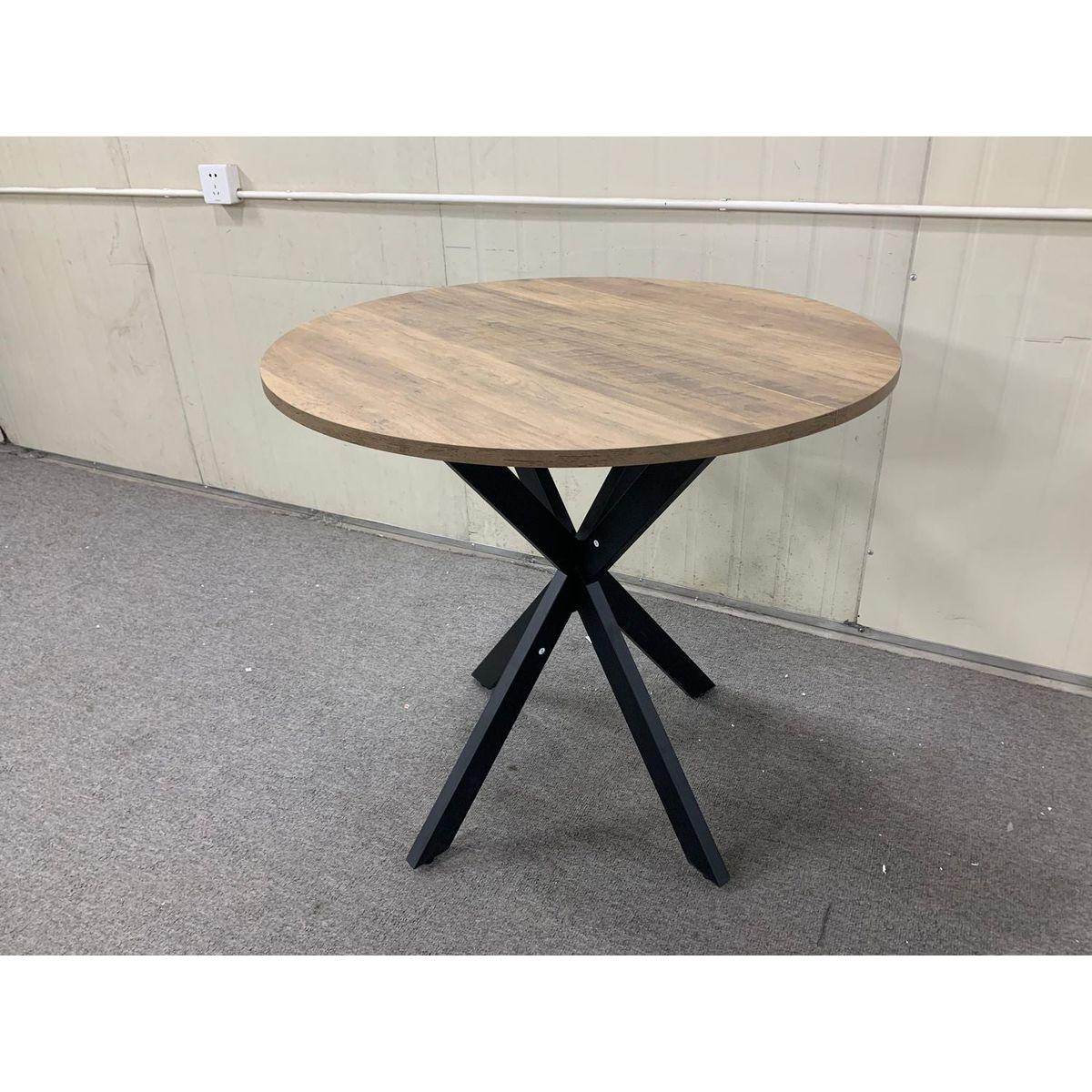 31.5 Inch Round Dining Table, Small Circle Kitchen Table with Metal Black Legs for 2-4 people,Modern Dining Room Table, Brown (only table)