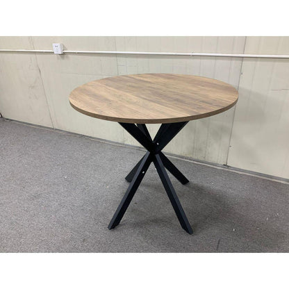 31.5 Inch Round Dining Table, Small Circle Kitchen Table with Metal Black Legs for 2-4 people,Modern Dining Room Table, Brown (only table)