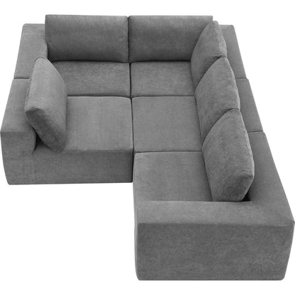 116x116" Modular L Shaped Sectional Sofa,Luxury Floor Couch Set,Upholstered Indoor Furniture,Foam-Filled Sleeper Sofa Bed for Living Room,Bedroom,5 PC Free Combination,3 Colors