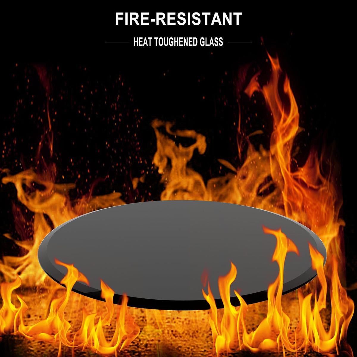 32" Inch Round Tempered Glass Table Top Black Glass 2/5 Inch Thick Beveled Polished Edge