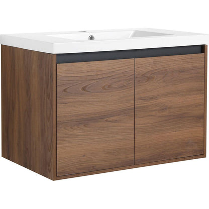 LEVISTAR Brown 30 Inch Bathroom Vanity with resin Countertop Sink, 2 Doors Bathroom Cabinet Set