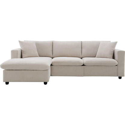 100.4x64.6" Modern Sectional Sofa,L-shaped Couch Set with 2 Free pillows,4-seat Polyester Fabric Couch Set with Convertible Ottoman for Living Room, Apartment, Office,4 Colors