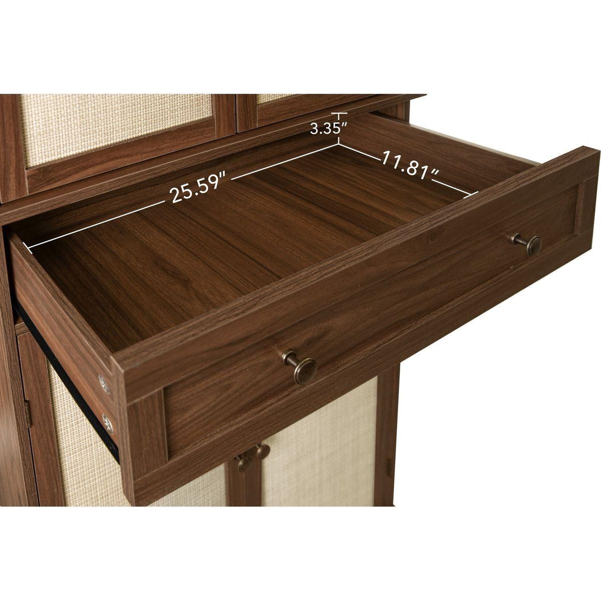 4 Door Cabinet with 1 Drawer, with 4 Adjustable Inner Shelves, Storage Cabinet